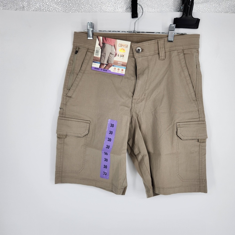 Copper & Oak Men's Size 30 Tan Ripstop Cargo Shorts NWT 10" Inseam